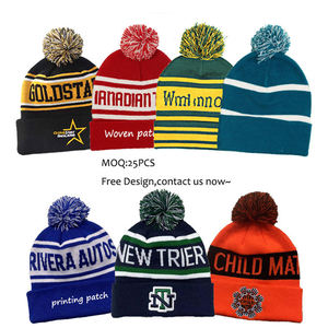 Wholesale Custom Beanie/100% Acrylic Your Own Embroidery Logo Fashion Knitted Beanie <b>Hat</b> Custom Winter <b>Hat</b> With <b>Pom</b> <b>Pom</b> - Product Image 1