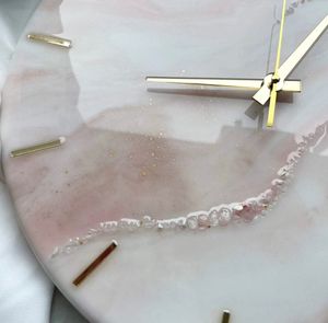 Handmade Resin <b>Modern</b> <b>Wall</b> <b>Clock</b> Marble Look Quartz Movement Custom Size Decorative Hanging Living Room - Product Image 5