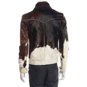 Custom Men's Hair On Hide Cowhide Motorcycle <b>Jacket</b> Vintage Moto <b>Biker</b> Leather <b>Jacket</b> OEM ODM Supplier Private Labels Services - Product Image 3