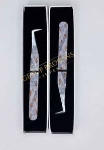 Eyelash Tweezers 90 Degree <b>Boot</b> Stainless Steel Smooth Tip Precision Tool <b>Box</b> Packaging - Product Image 2