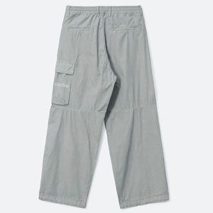 Men's <b>Light</b> Gray Elastic Waist Cargo Pants Casual Multiple Pockets Breathable Canvas <b>Trousers</b> Summer Wear - Product Image 2