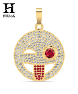 Colgante Personalizado con Emoji de Ojo Parpadeante y Lengua, con Moissanita VVS, Chapado en Oro de 14K sobre Plata 925, Joyería Hip Hop con Diamantes - Product Image 3
