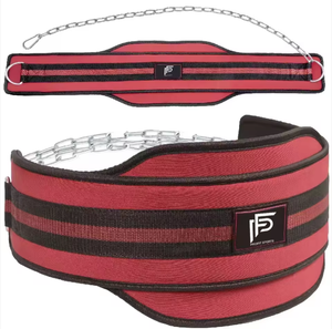 Cinturón de Nylon Ajustable para Ejercicios con Mosquetón de Liberación Rápida y Neopreno para Agregar Peso, Color Rojo - Product Image 1