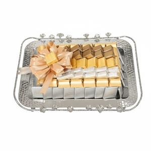 Bandeja de Metal Plateado de Primera Calidad para Chocolate, para Bodas, Hoteles y Restaurantes, Elegante Plato Decorado para Servir, Excelente Precio - Product Image 1