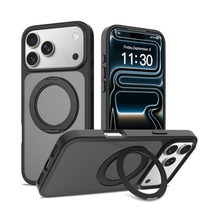 Étui magnétique en TPU mat avec protection à 360° °   Coque de protection antichoc avec support rotatif pour iPhone 16/17 Pro Max - Product Image 2