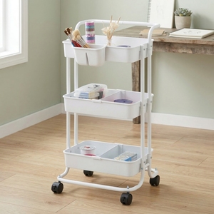 Chariot à outils robuste à quatre roues en métal avec rangement, OEM disponible - Product Image 1