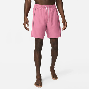 Men's Solid Pink Quick Dry Drawstring Shorts With Side Stripe Casual Wear - Product Image 1