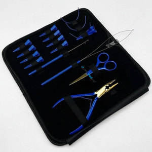 Kit de Herramientas para Extensiones de Cabello al por Mayor: Alicates de 2 Orificios con Clips de Sección, Tijeras de Bucle y Anillos, en Acero Inoxidable Azul y Dorado - Product Image 5