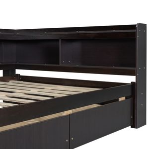 Letto a L a grandezza naturale Espresso con libreria, prese di corrente e porte USB, due cassetti - Product Image 4