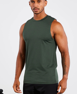 XL Size <b>Men's</b> Solid <b>Green</b> Sleeveless Tank <b>Top</b> Breathable Casual Fit O-Neck Quick Dry Knitted Front 100% Polyester Sporty Fitness - Product Image 1