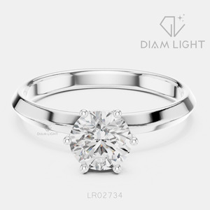 Bague de mariage ronde 0,80 carat, bijoux fins, certifiée IGI, or blanc 14 carats, diamant de laboratoire, bague de fiançailles et de mariage - Product Image 1