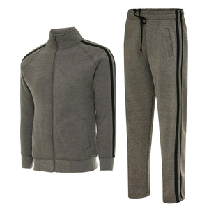 Survêtement gris pour homme 2026, ensemble décontracté à manches longues de couleur unie avec sweat-shirt zippé et pantalon de jogging à poches latérales, en promotion - Product Image 2