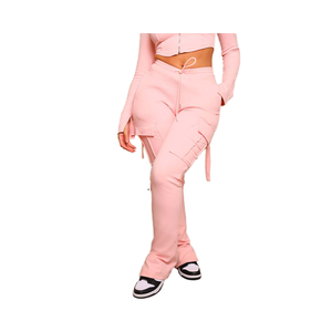 Vente en gros Pantalon de jogging évasé pour femme, respirant, doux, ample, jambe large, pantalon de survêtement avec poche cargo en toile - Product Image 4