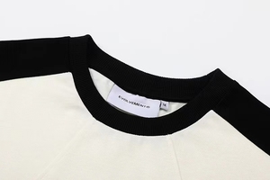 T-shirt à manches courtes pour homme, coupe classique, col rond, décontracté, bicolore, blanc et noir, 100 % coton - Product Image 3