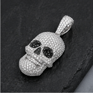 SHRAMAN <b>DIAMOND</b> Custom 925 <b>Silver</b> Iced Horror Skull <b>Teeth</b> Face <b>Diamond</b> Trendy Pendants Necklace Halloween Party Gold Fine Charms - Product Image 4