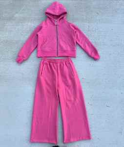 Nouvel ensemble de survêtement deux pièces avec sweat à capuche court en strass et pantalon fluide pour hommes et femmes, broderie de logo personnalisée, tenue d'hiver - Product Image 2