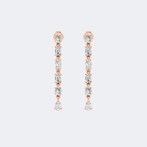 Boucles d'oreilles en diamant cultivé en laboratoire 1,95 CTW, taille brillant multi-formes, pour femmes, or 9K 14K 18K, luxe, couleur E F, VS VVS, bijoux fins - Product Image 2
