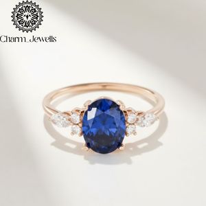 Charm_Jewells แหวนโอปอลโมอิสเซไนต์ฝังตะขอเคลือบทองคำสีเหลืองสไตล์คลาสสิกแหวนหมั้นประดับพลอยสำหรับสตรี - Product Image 6