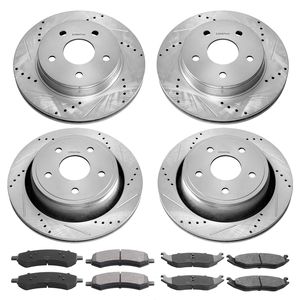Kit de Frenos Delanteros y Traseros para Dodge Ram 1500 y Dodge Durango, Chrysler, 06-2018, Rotores de Freno Perforados y Ranurados para Cer - Product Image 1
