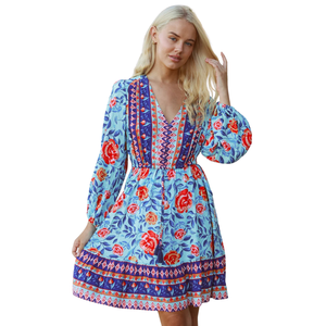 Vestido Mini Estampado con Cuello en V para Mujer, Ropa de Moda - Product Image 4