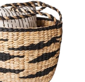 Cesta de Jacinto de Agua de Dos Tonos con Asas Trenzadas Gruesas, Cesta de Almacenamiento Hecha a Mano para Decoración y Organización del Hogar - Product Image 3