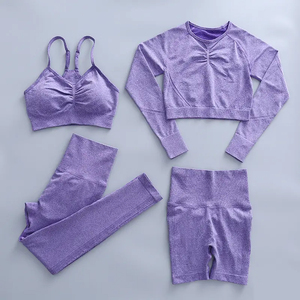 Conjuntos de Ropa Deportiva con Logotipo Personalizado 2026, Leggings de Gimnasio, Ropa Deportiva Activa, Conjunto de Yoga de 4 Piezas para Mujer - Product Image 1