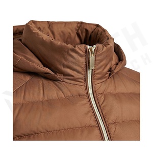 Hooded Quilted Waterproof <b>Bubble</b> Jacket Black Full Sleeve Winter Windproof Cotton Shell Knitted Fabric Polyester Filling Stand - Product Image 4