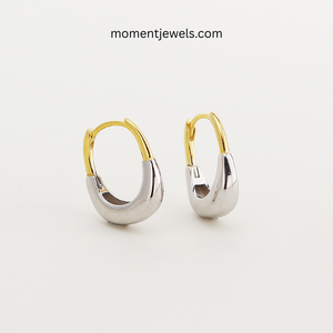 Elegantes Pendientes Geométricos de Plata de Ley 925 Chapados en Oro Real de 18K para Mujer, Aros de Plata Chapados en Platino Sin Piedras - Product Image 1