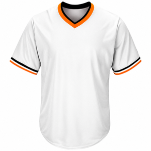 Maillot de baseball blanc pour homme, col en V, manches courtes, évacuation de l'humidité, 100 % polyester, coupe classique adulte, 180 g/m² - Product Image 1