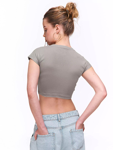 Camiseta Corta de Manga Corta para Mujer, 100% Algodón, Premium, Básica, Boutique, Moda, Venta al por Mayor, Logotipo Personalizado, Estilo Y2K, Streetwear - Product Image 2