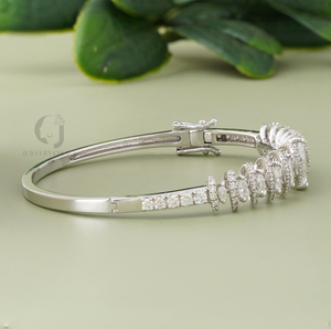 1.55 Carat Marquise Cut Lab Created Diamond 14K White Gold Bangle <b>Bracelet</b> Premium Ethical Sustainable Fashion Statement Piece - Product Image 6