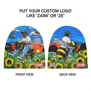 หมวกบีนนี่ ZAINI รุ่นพรีเมียม สำหรับทุกเพศ ผลิตจากอะคริลิก 100% หนา 280 GSM สีฟ้าอมเขียว ขอบยางยืด 6 แผ่น ปักลาย สไตล์สตรีทแวร์สำหรับฤดูหนาว - Product Image 1