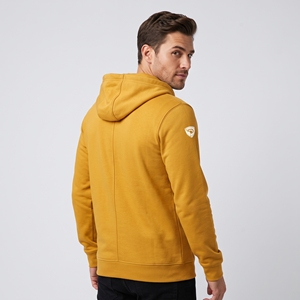 Sweat-shirt à capuche unisexe Dumela couleur moutarde, fermeture éclair, couleur unie, streetwear décontracté, en molleton de coton respirant, écologique, coupe oversize - Product Image 6