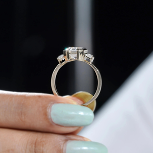Bague de fiançailles et de mariage en or jaune 14 carats avec émeraude et diamant de laboratoire certifiés IGI, 4 carats, bijou cadeau pour fête - Product Image 6