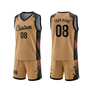 MANUFACTURER Custom <b>light</b> brown <b>BLACK</b> Basketball Jersey Sublimated Breathable vneck Sportswear training jersey men apparel - Product Image 1