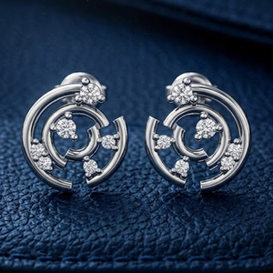 Boucles d'oreilles en or 14 carats avec diamants de laboratoire taille brillant |   Bijoux fins faits à la main tendance pour femmes RIZTA JEWELS |   Cadeau de fête - Product Image 2