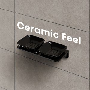 Support mural adhésif noir à double niveau pour savon, sans perçage, en acier inoxydable, étagère de rangement, ensemble d'accessoires de salle de bain modernes - Product Image 3