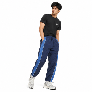 Custom Nylon Polyester Track men's pants Elastic Waist Drawstring Side Pocket Contrast Panel Casual Streetwear <b>Athletic</b> Bottoms - Product Image 5
