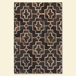 Alfombra de Lana Tejida a Mano Negra y Marrón Noir Keylink, Moderna, Geométrica, Antideslizante, Ecológica, para Sala de Estar, Dormitorio, Hotel - Product Image 1