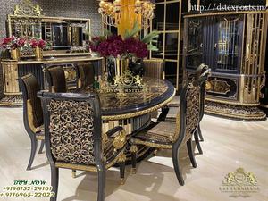 Muebles de Comedor Estilo Barroco Negro y Dorado, Juego de Mesa de Comedor de Lujo Tallada en Negro y Dorado, Comedor Imperial Tallado en Negro y Dorado - Product Image 4