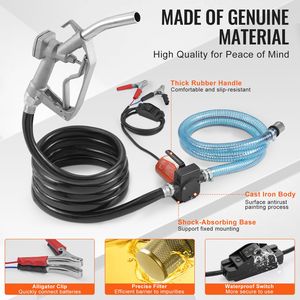 Pompa Elettrica Portatile per Trasferimento Diesel 12V/24V/3V DC 5.3 GPM 1/10 HP con Spegnimento Automatico e Ugello per Carburante con Ingresso Lungo - Product Image 6