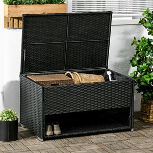 Waterproof Rattan Wicker Deck Box for <b>Outdoor</b> <b>Storage</b> Patio <b>Cushions</b> Pool Accessories with Liner for Towel <b>Storage</b> - Product Image 2