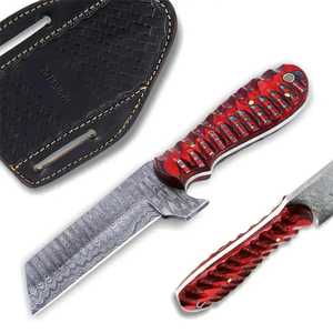 Lightweight Damascus Steel Knives <b>Tool</b> for Camping Fishing High Quality Customized Knife With Ergonomic Red Micarta handle - Product Image 2