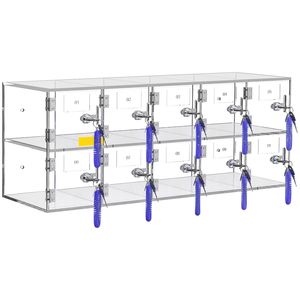 Armadietto a Muro con 10 Scomparti in Acrilico per Cellulari, con Serrature e Chiavi, per Ufficio, Aula, Palestra - Product Image 1