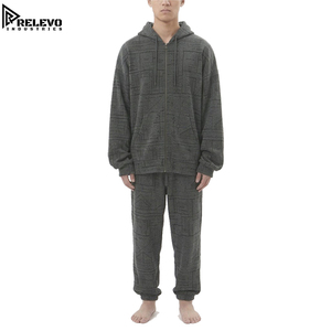 OEM Unisex Solid Winter Velvet Tracksuit Complete Two-Piece Set Featuring a <b>Full</b>-<b>Zip</b> Hooded <b>Sweatshirt</b> and Matching Jogger - Product Image 1