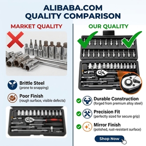 Juego de Llaves de Mano de Acero al Carbono de Alta Resistencia, Operadas Manualmente, con Dados de 1/2\", 1/4\", 3/8\", en Estuche Rígido para Reparación de Automóviles - Product Image 3