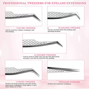 Pinzas de Acero Inoxidable de Alta Precisión para Pestañas, Herramienta de Belleza Duradera con Puntas Suaves, para Extensión de Pestañas, Uso en Salón, Personalizables - Product Image 3
