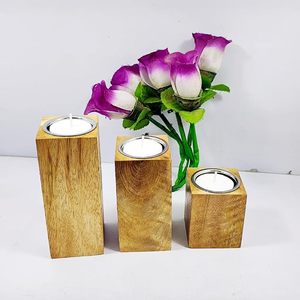 Portavelas de Madera para Velas de Té, Candelabro Cuadrado, Farol Decorativo Hecho a Mano para Decoración del Hogar, Bodas y Navidad - Product Image 2