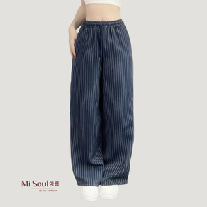 Pantalon Harem Coréen pour Femmes, Taille Élastique, Coupe Droite, Décontracté, Long, avec Nœud et Perles, Écologique, Imperméable, OEM ODM - Product Image 5