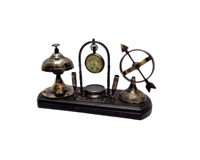 ADIBA HOME DECOR Sphère Armillaire Nautique en Laiton avec Base en Bois - Impression Personnalisée, Moulage Élégant et Durable, Décoratif